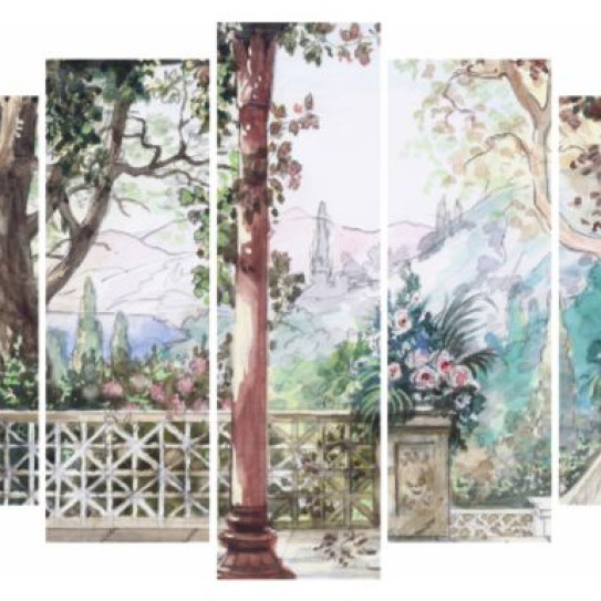 Модульная картина Терраса с видом на горы