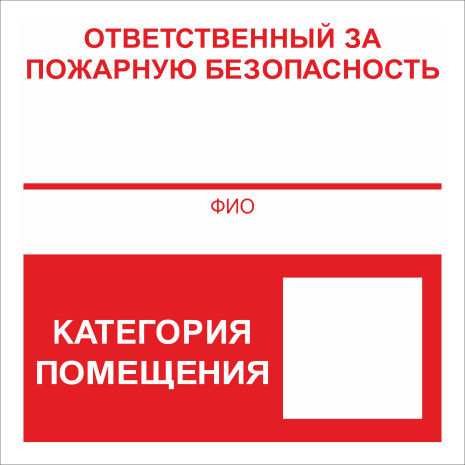 F17 Ответственный за пожарную безопасность Категория помещения